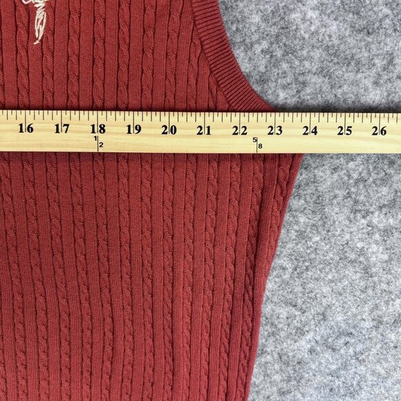 Fairway Outfitters Mens Large Sweater Vest Rust Cotton Cable Knit Golf Pullover - Picture 7 of 8